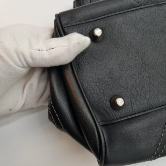 COACH HAMPTON Handbag, Black Leather Satchel tote - Picture 8 of 12